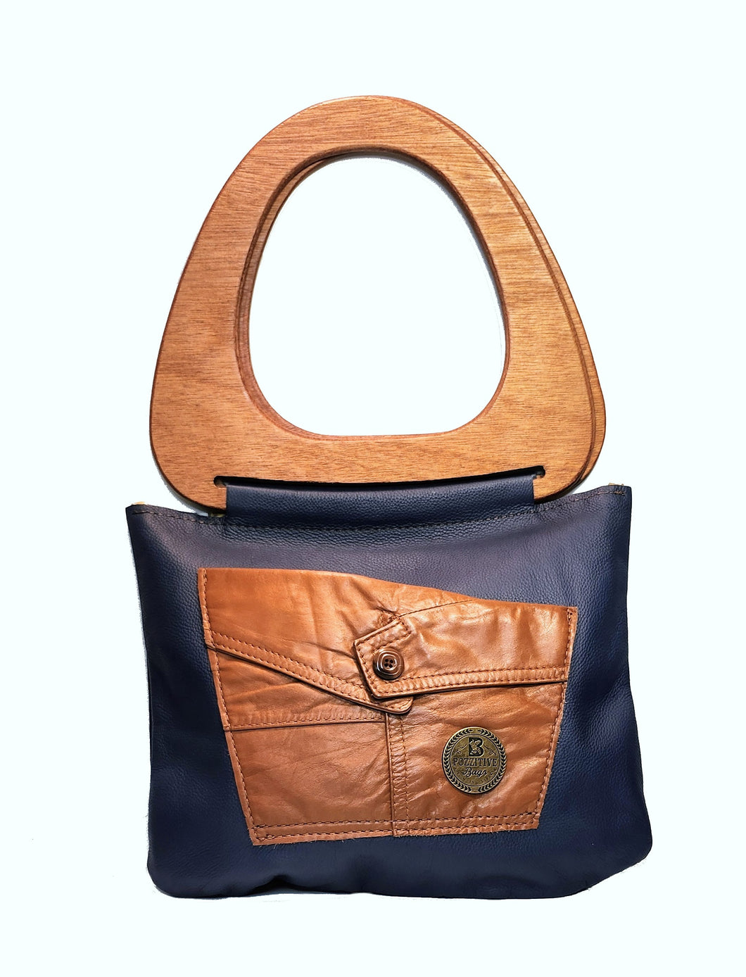 Handles of Wood Leather Bag