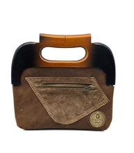 Load image into Gallery viewer, Leather and Wood Clutch