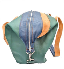 Load image into Gallery viewer, Blue and Green Furniture Leather Duffel