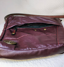 Load image into Gallery viewer, Kirsten Red on Burgundy Leather Bag