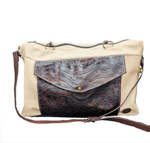 Load image into Gallery viewer, Repurposed Leather Couch Weekender Bag