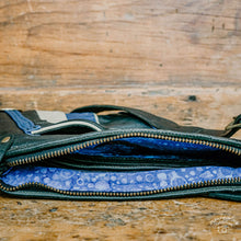 Load image into Gallery viewer, Upcycled Black, Blue & Cream Leather Jacket Kirsten Bag