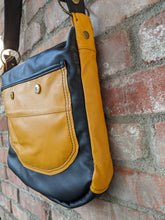 Load image into Gallery viewer, Upcycled Leather Black & Gold Karol Bag