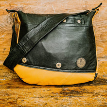 Load image into Gallery viewer, Upcycled Leather Black & Gold Karol Bag