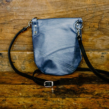 Load image into Gallery viewer, Steel Blue Upcycled Leather Small Emaline