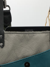 Load image into Gallery viewer, Gray & Turquoise Upcycled Leather Jacket Emaline Bag