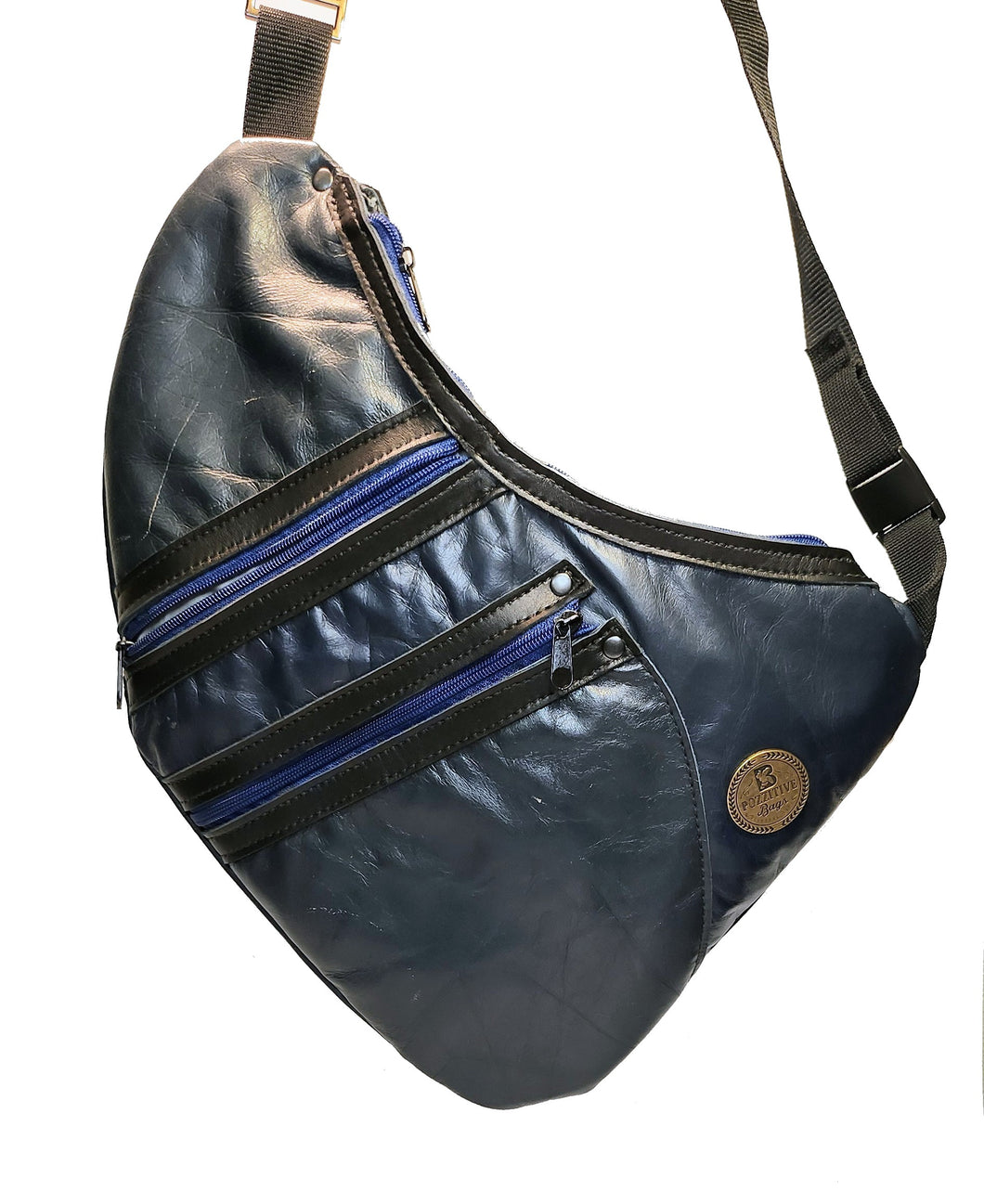 Front Bag in Blue Leather
