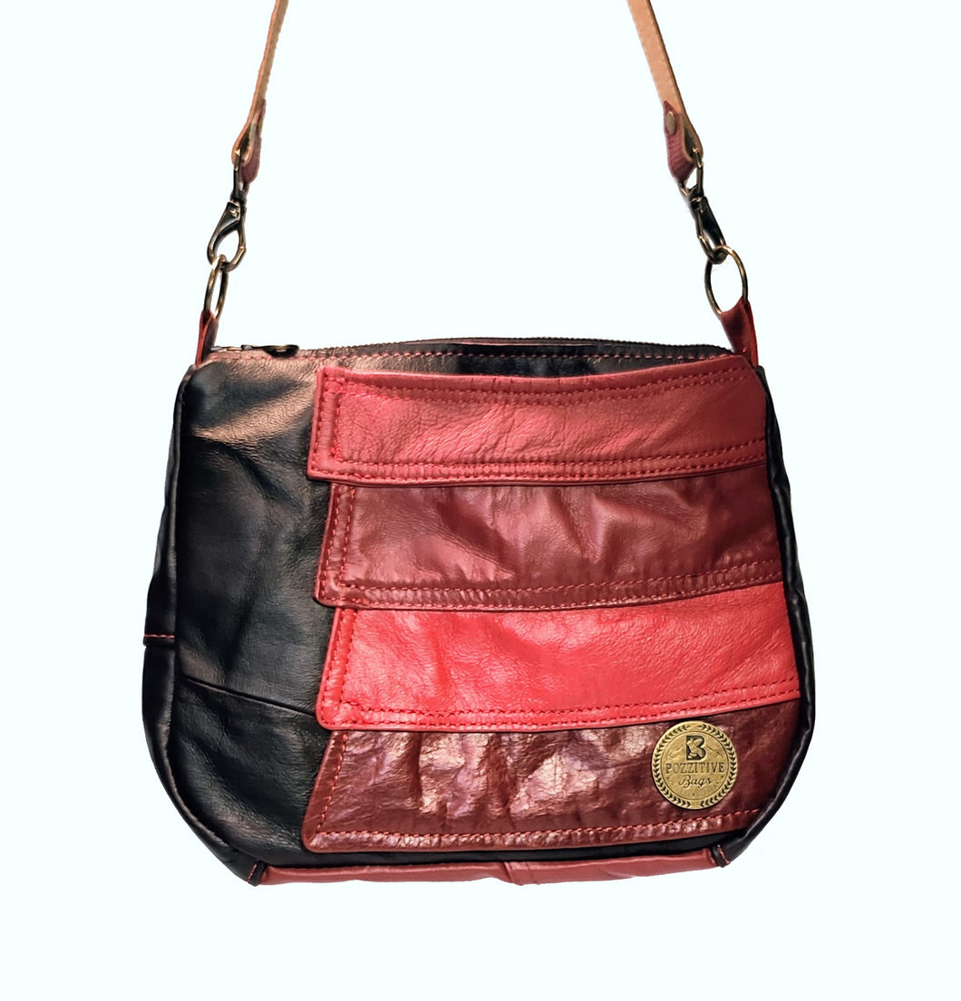Karol Collared Red Leather Shoulder Bag
