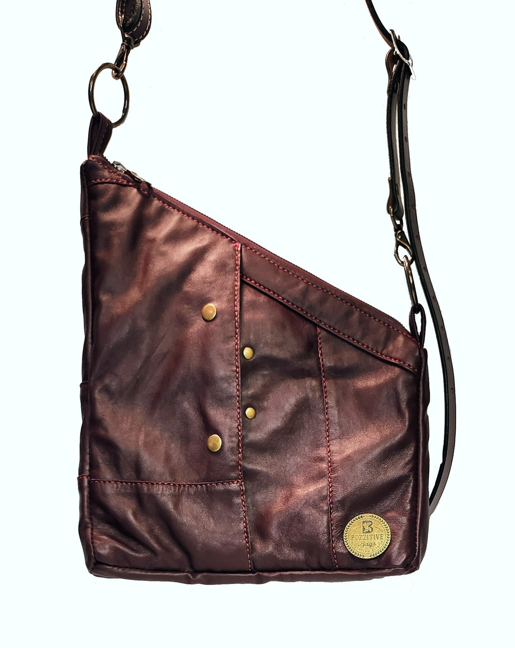 Kirsten Red on Burgundy Leather Bag