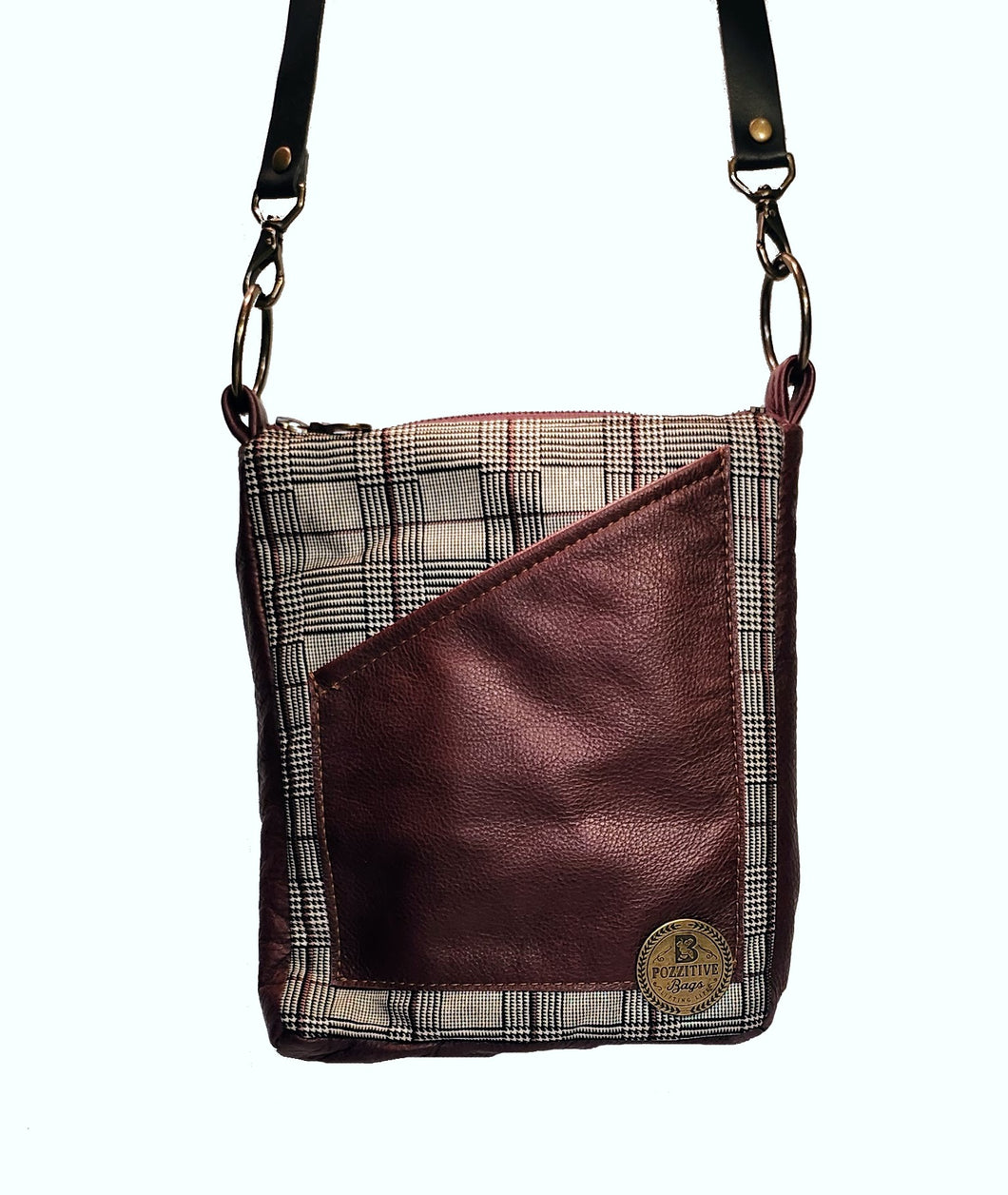 Emaline Plaid & Couch Leather Bag