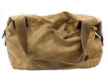 Load image into Gallery viewer, Tan Suede Jacket Duffel Bag
