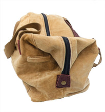 Load image into Gallery viewer, Tan Suede Jacket Duffel Bag
