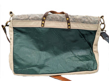 Load image into Gallery viewer, Repurposed Jacket and Chair Leather Messenger
