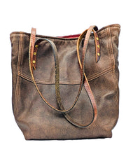 Load image into Gallery viewer, Brown Leather Jacket Tote
