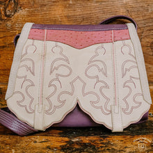 Load image into Gallery viewer, Upcycled Purple Cowgirl Boot Karol Bag
