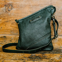 Load image into Gallery viewer, Upcycled Black, Blue &amp; Cream Leather Jacket Kirsten Bag
