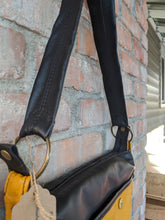 Load image into Gallery viewer, Upcycled Leather Black &amp; Gold Karol Bag
