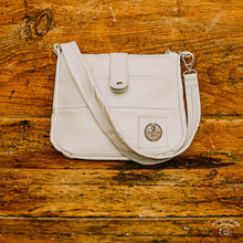 Load image into Gallery viewer, Upcycled White Leather Jacket Karol Bag

