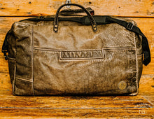 Load image into Gallery viewer, Upcycled Brown Leather Jacket Duffel Bag
