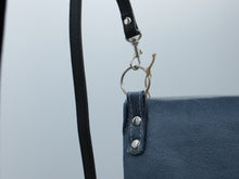 Load image into Gallery viewer, Steel Blue Upcycled Leather Small Emaline
