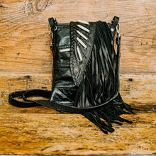 Load image into Gallery viewer, Emaline Fringe Black Leather Bag
