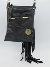 Load image into Gallery viewer, Emaline Fringe Black Leather Bag
